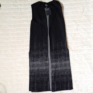 BELLE VERE WOOL BLEND HOUNDSTOOTH LONG VEST